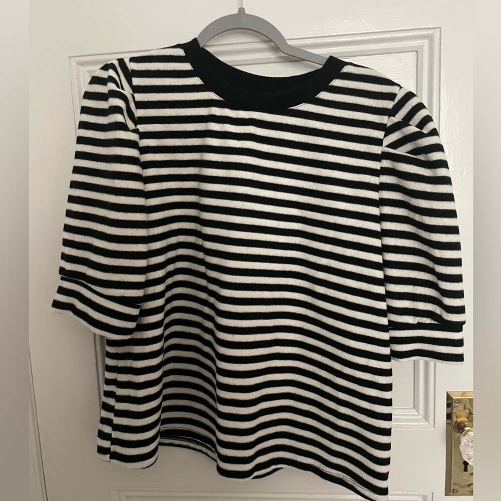 NWT Who What Wear Puff Sleeve Stripe Top
